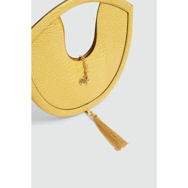 Aje Bijou Croc Emboss Bag in Golden Ochre Croc | Shoulder & Crossbody Bags | Luxury Shoes 