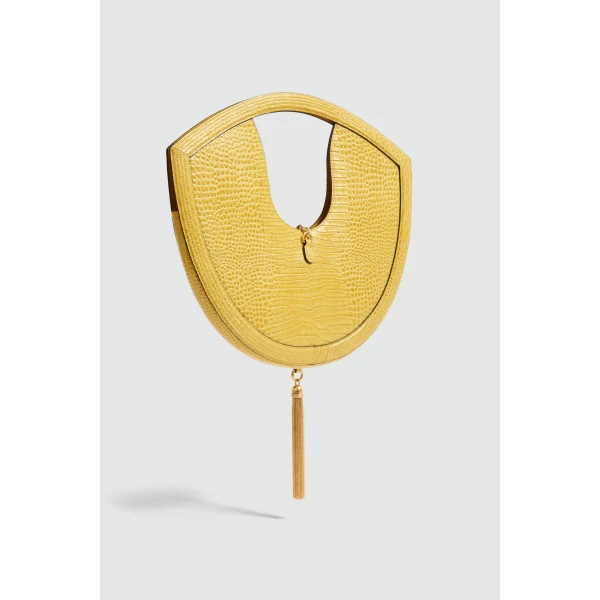 Aje Bijou Croc Emboss Bag in Golden Ochre Croc | Shoulder & Crossbody Bags | Luxury Shoes 