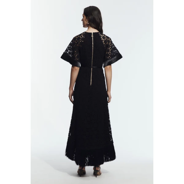 Aje Boheme Lace Midi Dress in Black | Midi Dresses | Luxury Shoes 