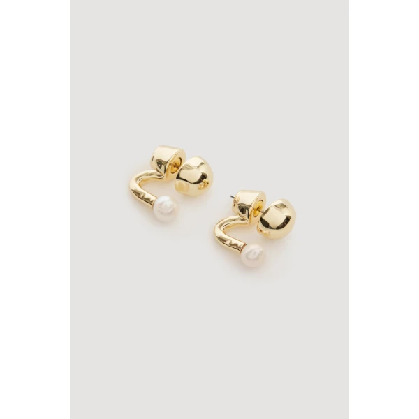 Aje Briella Half Hoop Earring in Gold/Pearl | Earrings | Luxury Shoes 