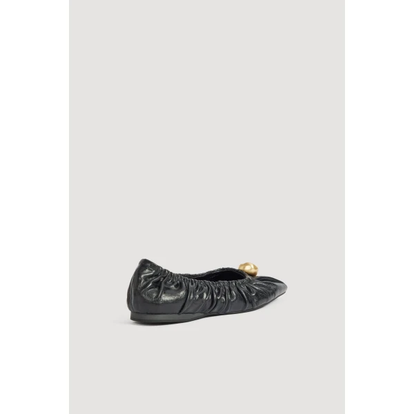 Aje Carmena Ruched Ballet Flat in Black | Flats | Luxury Shoes 