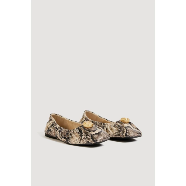 Aje Carmena Ruched Ballet Flat in Python | Flats | Luxury Shoes 