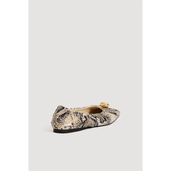 Aje Carmena Ruched Ballet Flat in Python | Flats | Luxury Shoes 