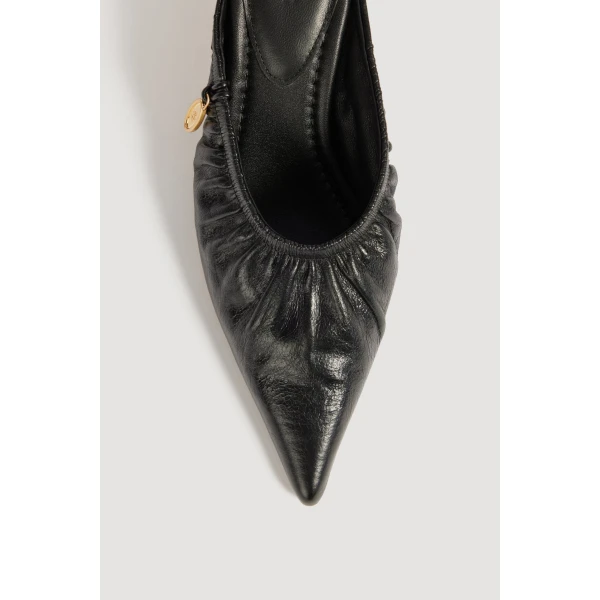 Aje Carmena Ruched Mule Heel in Black | Heels | Luxury Shoes 