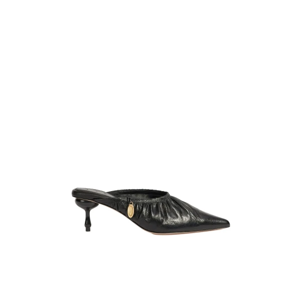 Aje Carmena Ruched Mule Heel in Black | Heels | Luxury Shoes 