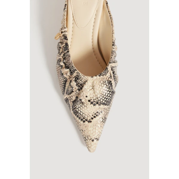 Aje Carmena Ruched Mule Heel in Python | Heels | Luxury Shoes 