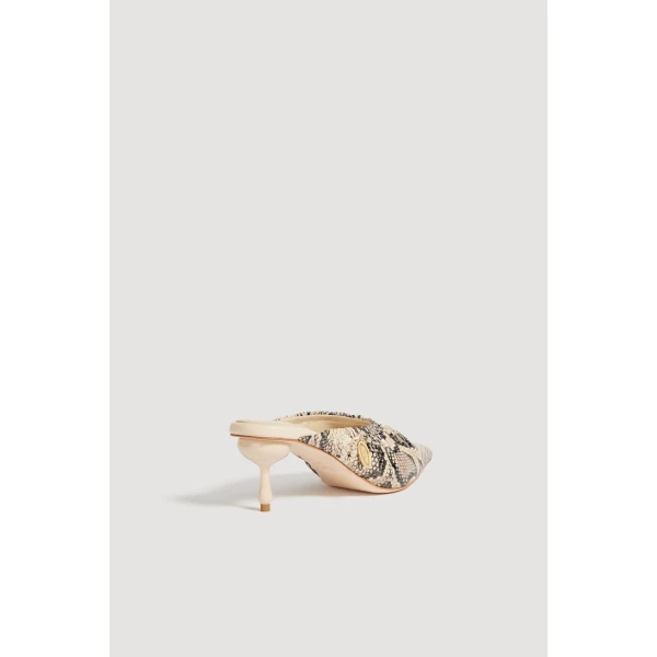 Aje Carmena Ruched Mule Heel in Python | Heels | Luxury Shoes 