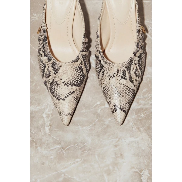 Aje Carmena Ruched Mule Heel in Python | Heels | Luxury Shoes 