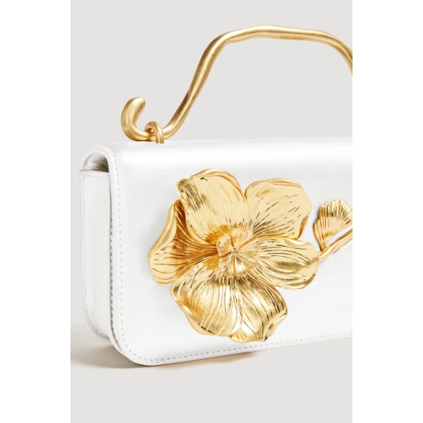 Aje Celeste Flower Clutch in Ivory | Clutch Bags | Luxury Shoes 
