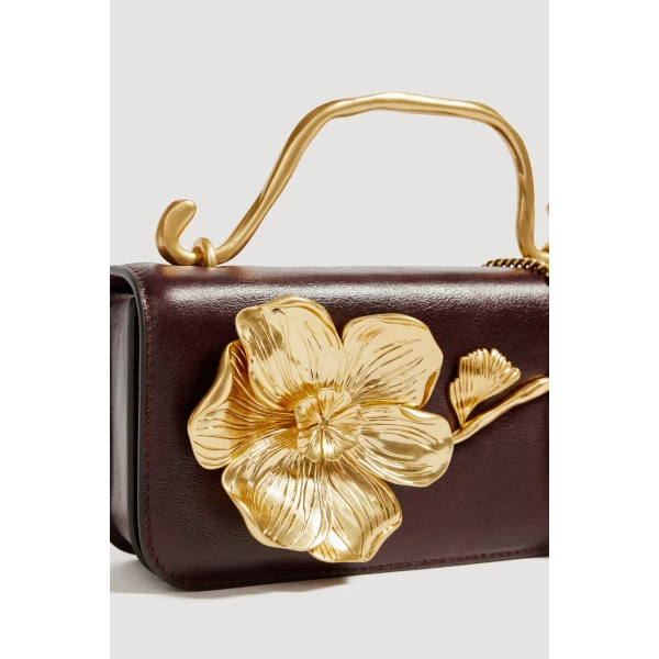 Aje Celeste Flower Clutch in Merlot | Clutch Bags | Luxury Shoes 