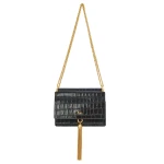Aje Celia Croc Emboss Clutch in Black Croc | Clutch Bags | Luxury Shoes 