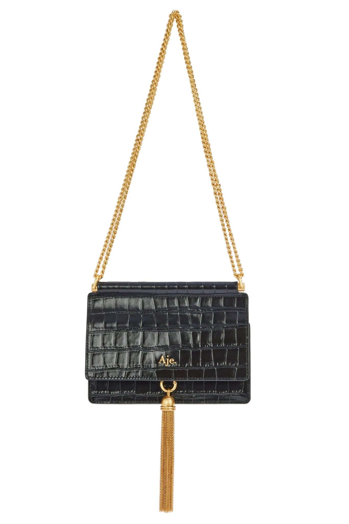Aje Celia Croc Emboss Clutch Black Croc Aje Celia Croc Emboss Clutch in Black Croc | Clutch Bags | Luxury Shoes