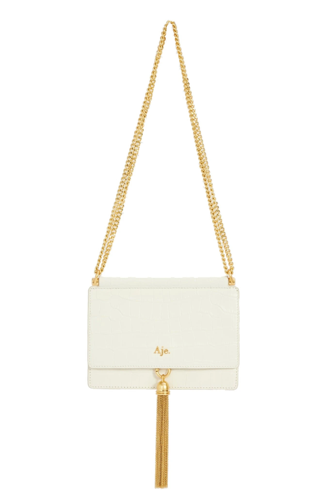 Aje Celia Croc Emboss Clutch Ivory Croc Aje Celia Croc Emboss Clutch in Ivory Croc | Clutch Bags | Luxury Shoes