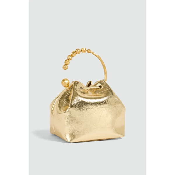 Aje Ceremonia Metallic Mini Bucket in Gold | Clutch Bags | Luxury Shoes 