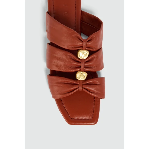 Aje Clara Slide in Chestnut | Flip Flops & Slides | Luxury Shoes 