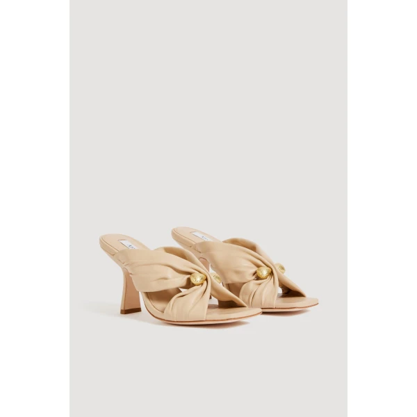 Aje Clemence Gathered Heel in Beach Beige | Heels | Luxury Shoes 