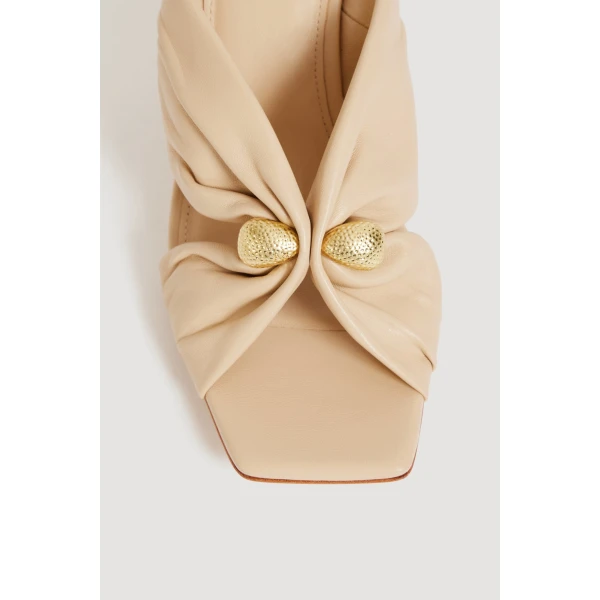 Aje Clemence Gathered Heel in Beach Beige | Heels | Luxury Shoes 