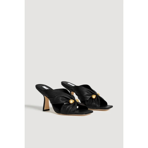 Aje Clemence Gathered Heel in Black | Heels | Luxury Shoes 