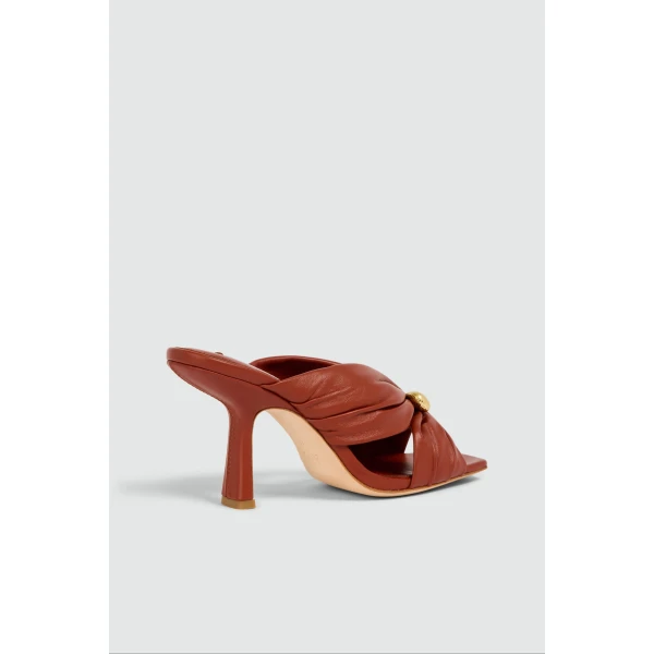 Aje Clemence Gathered Heel in Chestnut | Heels | Luxury Shoes 