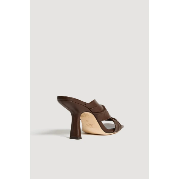 Aje Clemence Gathered Heel in Chocolate | Heels | Luxury Shoes 