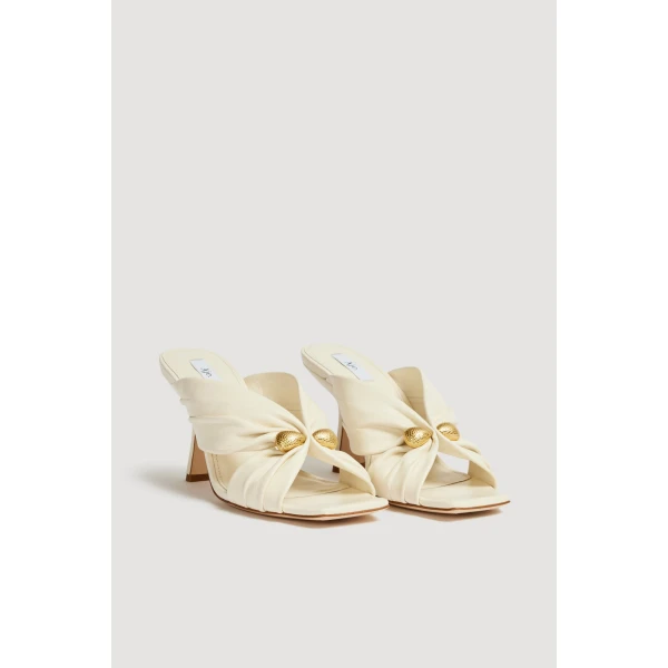 Aje Clemence Gathered Heel in Ivory | Heels | Luxury Shoes 
