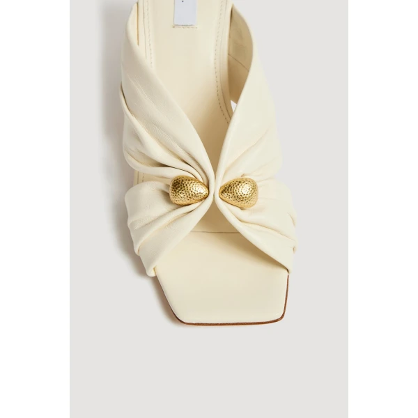 Aje Clemence Gathered Heel in Ivory | Heels | Luxury Shoes 