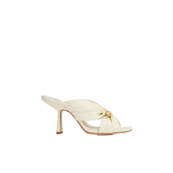 Aje Clemence Gathered Heel in Ivory | Heels | Luxury Shoes 