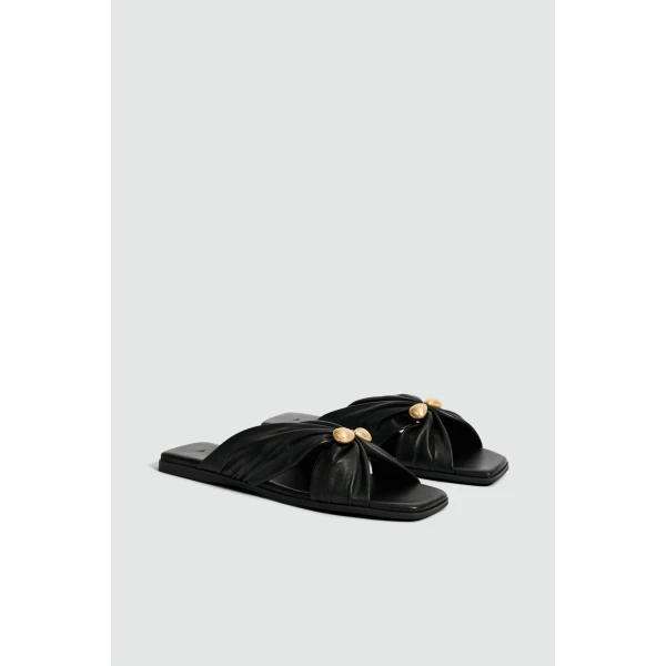 Aje Clemence Slide in Black | Flip Flops & Slides | Luxury Shoes 