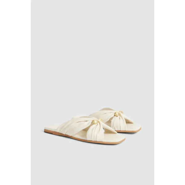 Aje Clemence Slide in Ivory | Flip Flops & Slides | Luxury Shoes 