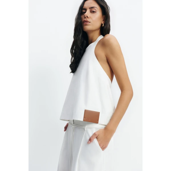 Aje Corine Halter Top in White | Tops | Luxury Shoes 