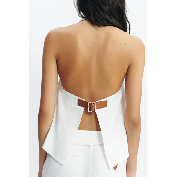 Aje Corine Halter Top in White | Tops | Luxury Shoes 