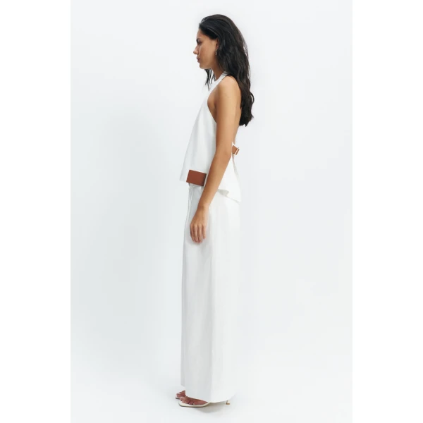 Aje Corine Halter Top in White | Tops | Luxury Shoes 