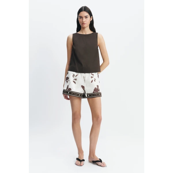 Aje Corine High Neck Top in Chocolate | Tops | Luxury Shoes 
