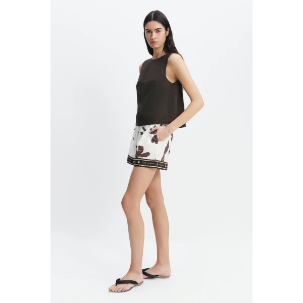 Aje Corine High Neck Top in Chocolate | Tops | Luxury Shoes 