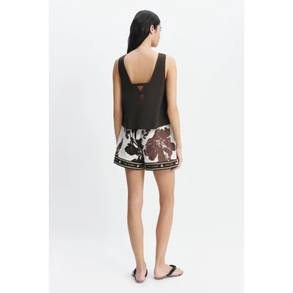 Aje Corine High Neck Top in Chocolate | Tops | Luxury Shoes 