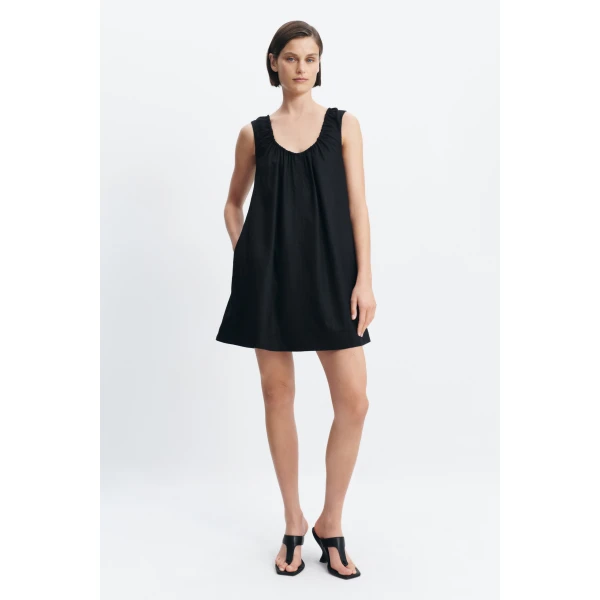 Aje Corine Linen Mini Dress in Black | Mini Dresses | Luxury Shoes 