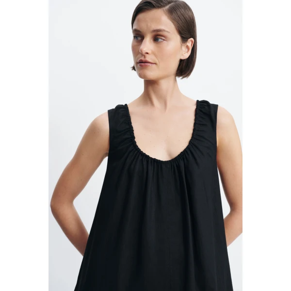 Aje Corine Linen Mini Dress in Black | Mini Dresses | Luxury Shoes 