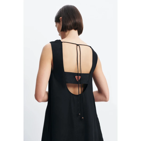 Aje Corine Linen Mini Dress in Black | Mini Dresses | Luxury Shoes 