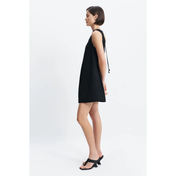 Aje Corine Linen Mini Dress in Black | Mini Dresses | Luxury Shoes 