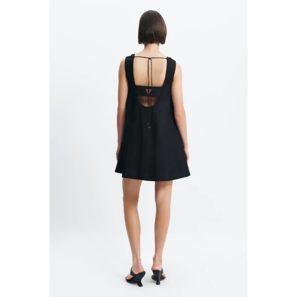 Aje Corine Linen Mini Dress in Black | Mini Dresses | Luxury Shoes 