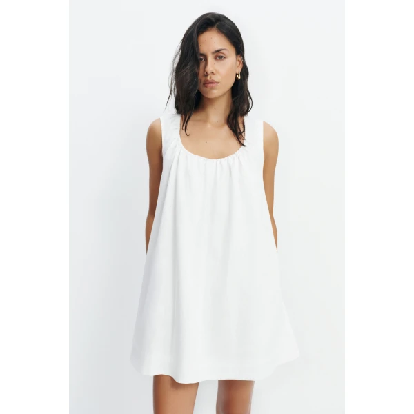 Aje Corine Linen Mini Dress in White | Mini Dresses | Luxury Shoes 