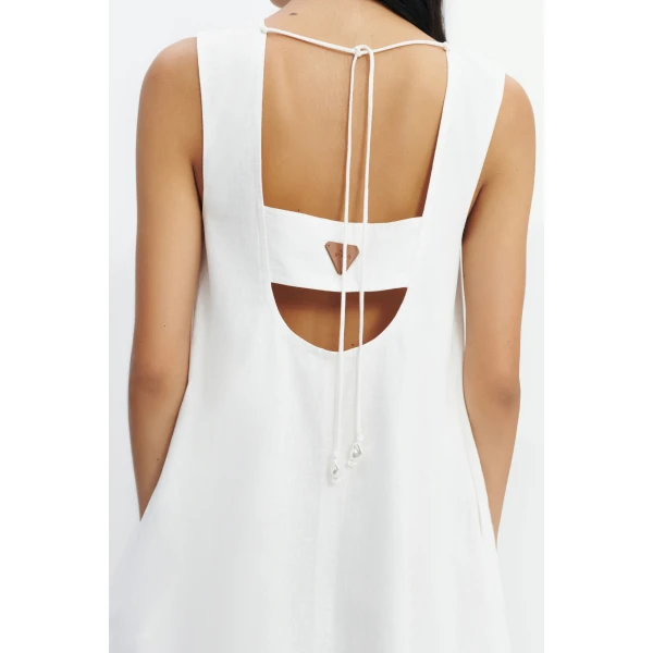 Aje Corine Linen Mini Dress in White | Mini Dresses | Luxury Shoes 