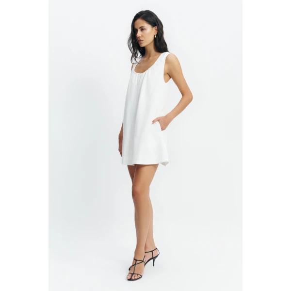 Aje Corine Linen Mini Dress in White | Mini Dresses | Luxury Shoes 
