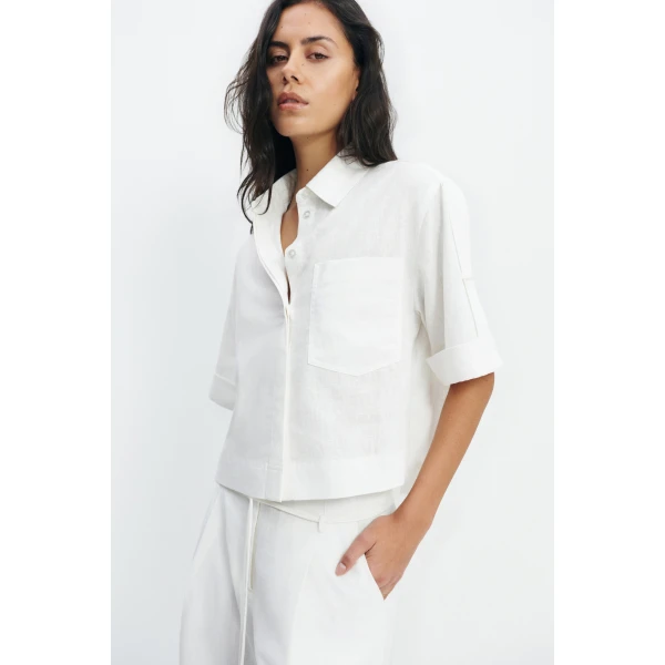Aje Corine Relaxed Shirt in White | Shirts | Luxury Shoes 