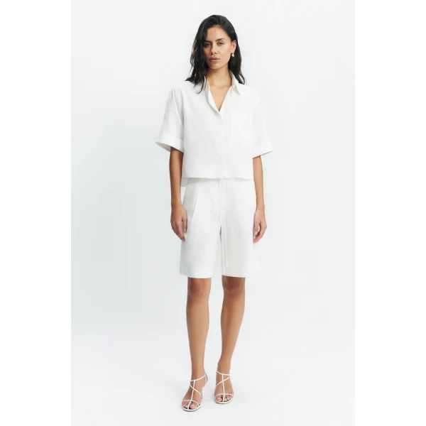 Aje Corine Relaxed Shirt in White | Shirts | Luxury Shoes 