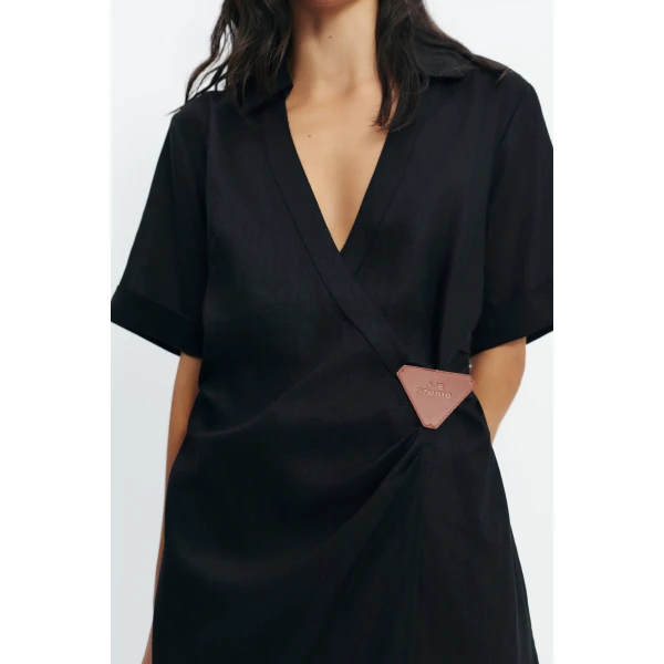 Aje Corine Wrap Midi Dress in Black | Midi Dresses | Luxury Shoes 