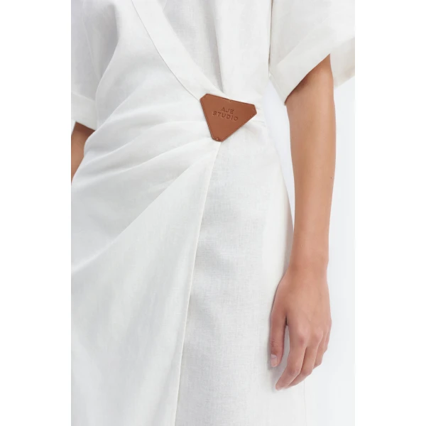 Aje Corine Wrap Midi Dress in White | Midi Dresses | Luxury Shoes 