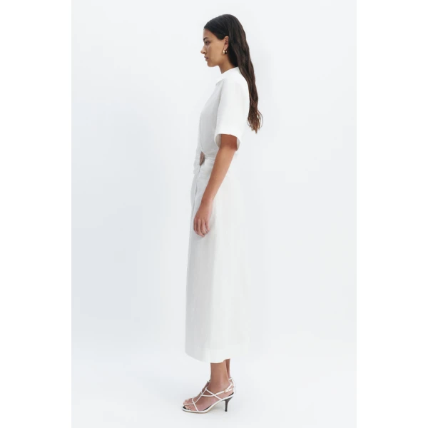 Aje Corine Wrap Midi Dress in White | Midi Dresses | Luxury Shoes 