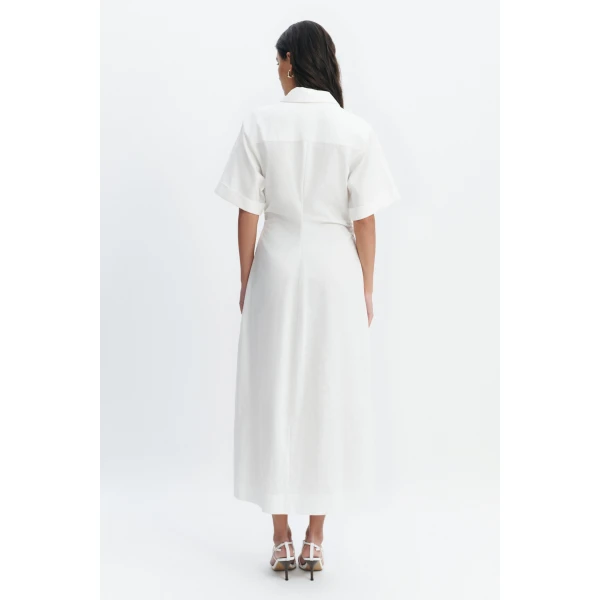 Aje Corine Wrap Midi Dress in White | Midi Dresses | Luxury Shoes 