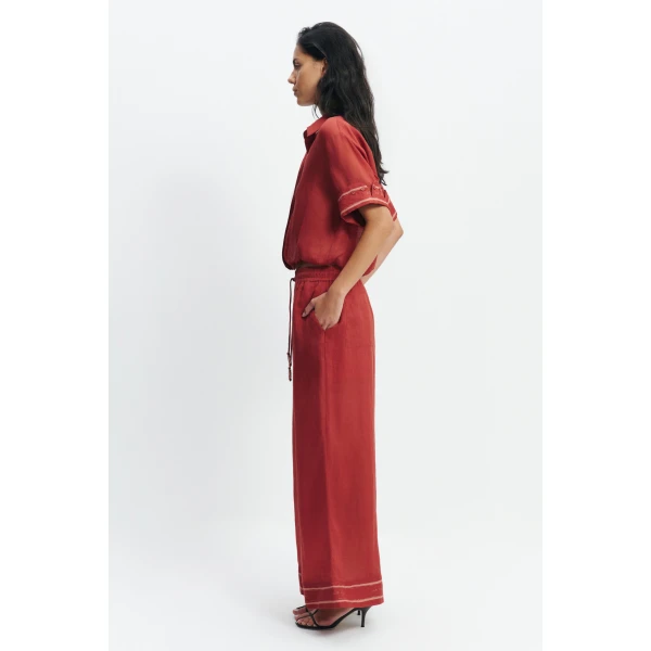 Aje Cove Bubble Hem Shirt in Claret | Shirts | Luxury Shoes 